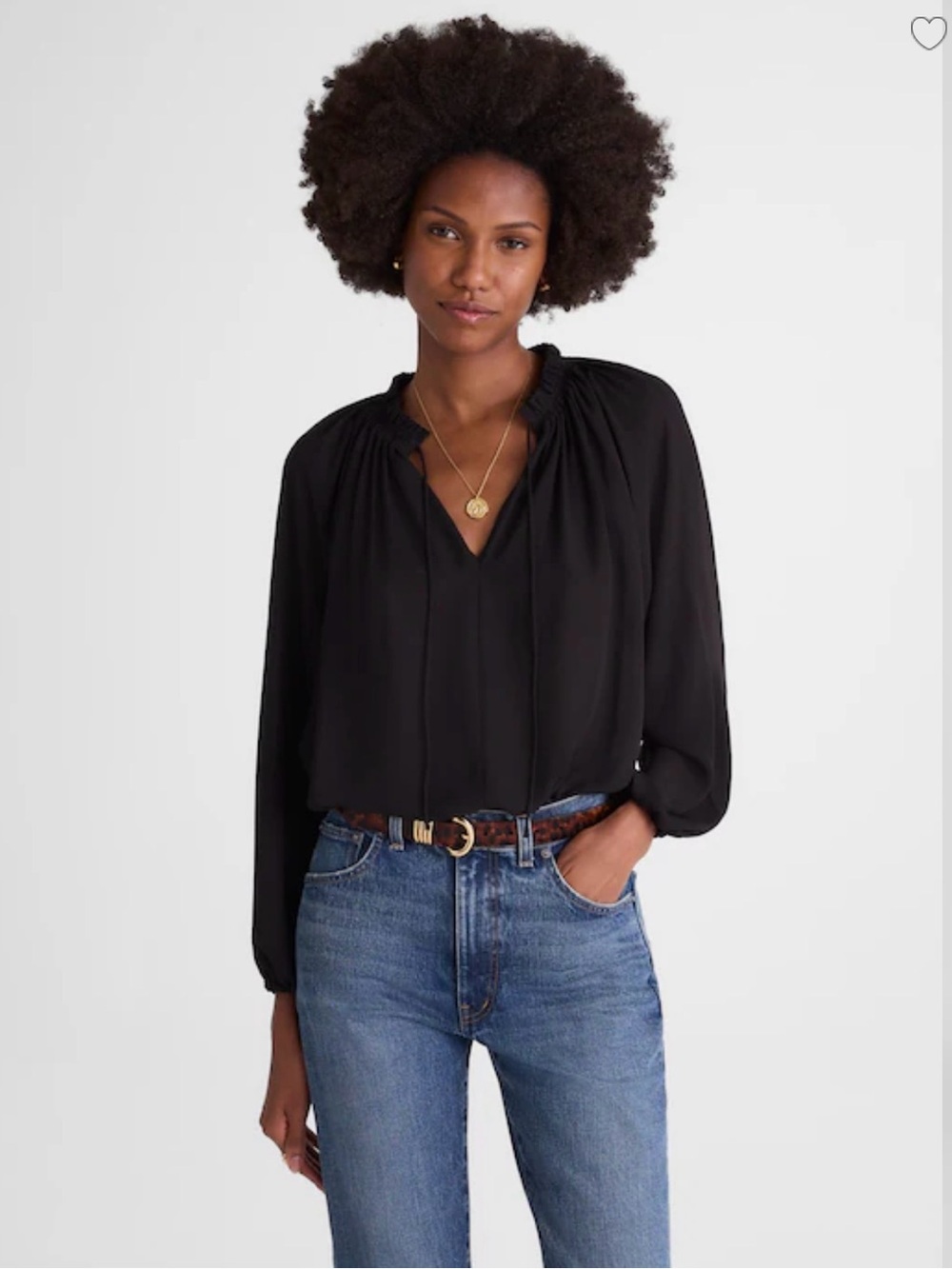 Madewell Long-Sleeve Tie-Neck Top